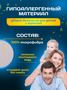 картинка насадки на швабру МОП плоский микрофибра 40 см люверсы под TTS ACG