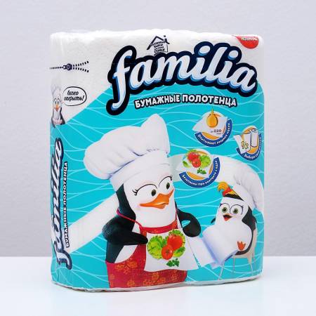 Полотенца бумажные 2сл  2 рул/упак 12,5м белые Familia