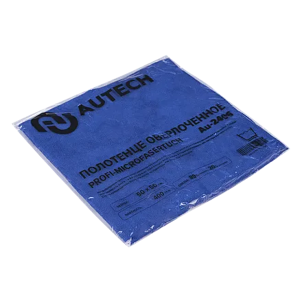 Полотенце оверлоченное для сушки авто PROFIMICROFASERTUCH 50 x 50 см, синее 400гр/м2, Autech