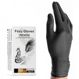 Перчатки нитриловые неопудренные L черные (100 шт. в пачке)  Foxy-Gloves,1/10