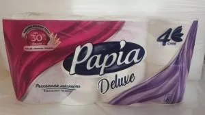 Бумага туалетная 4 сл., белая Papia Deluxe (8 рулонов)